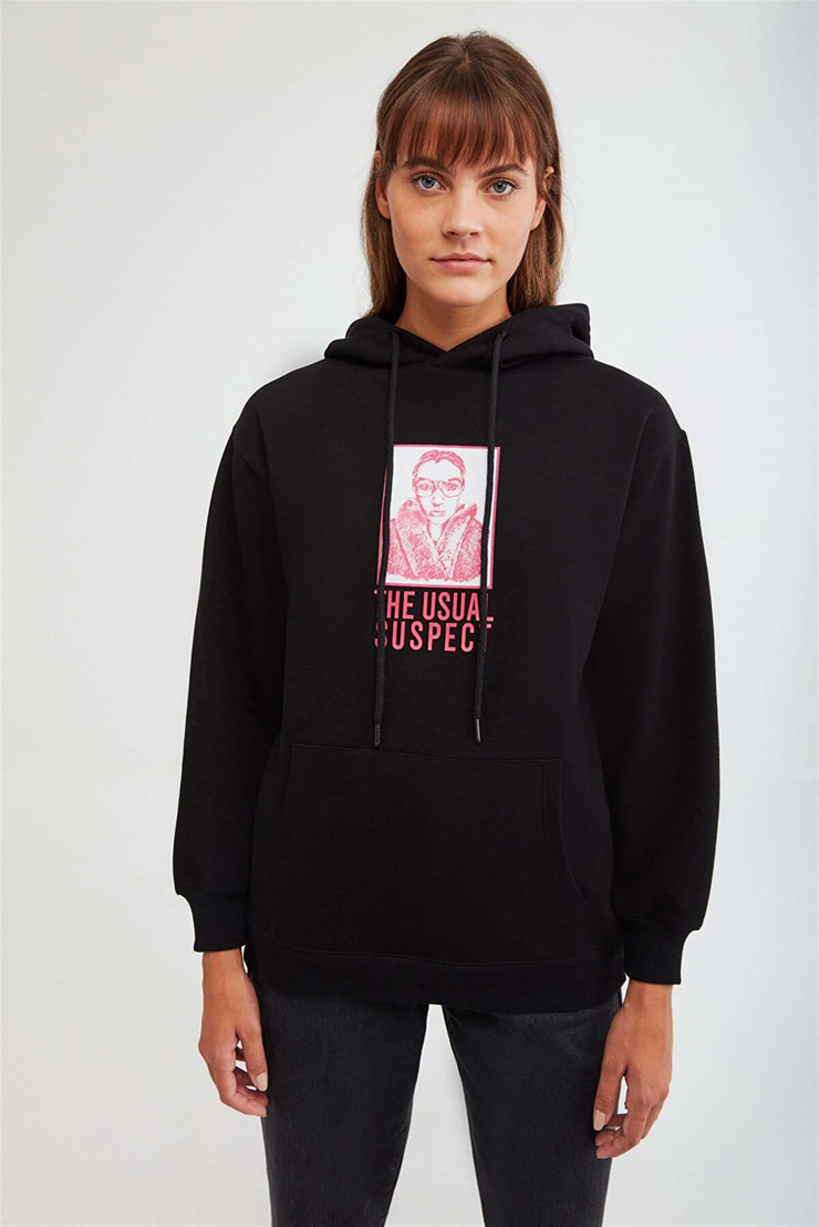 SUSPECT Örme Comfort Fit Siyah  Sweatshirt