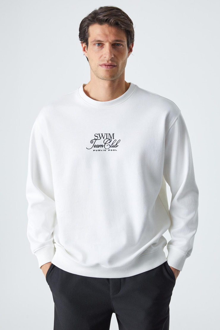 SWIM Erkek Comfort Fit Uzun Kollu Ekru T-Shirt