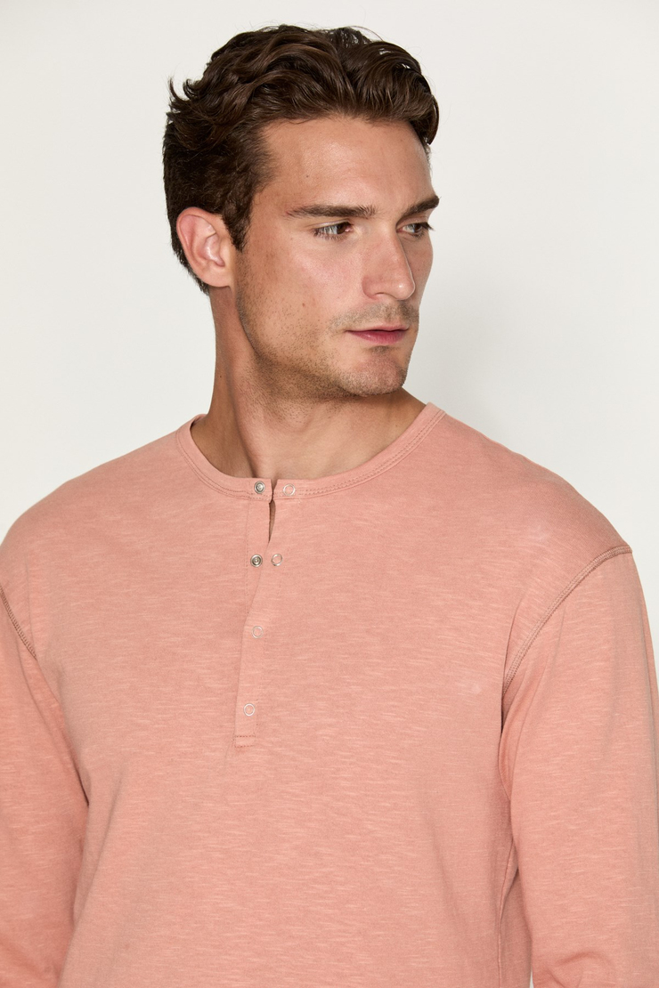 TACHAN Erkek Patlı Uzun Kollu Pembe T-Shirt