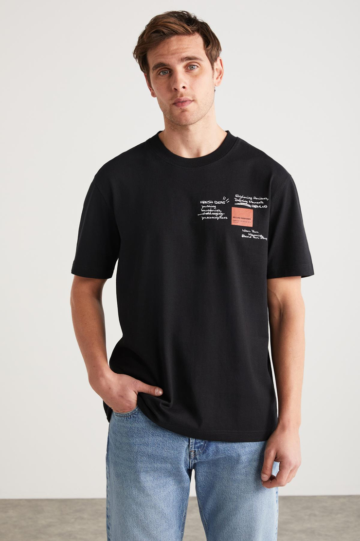 TAKUYA Basic Regular Siyah Tekli T-Shirt