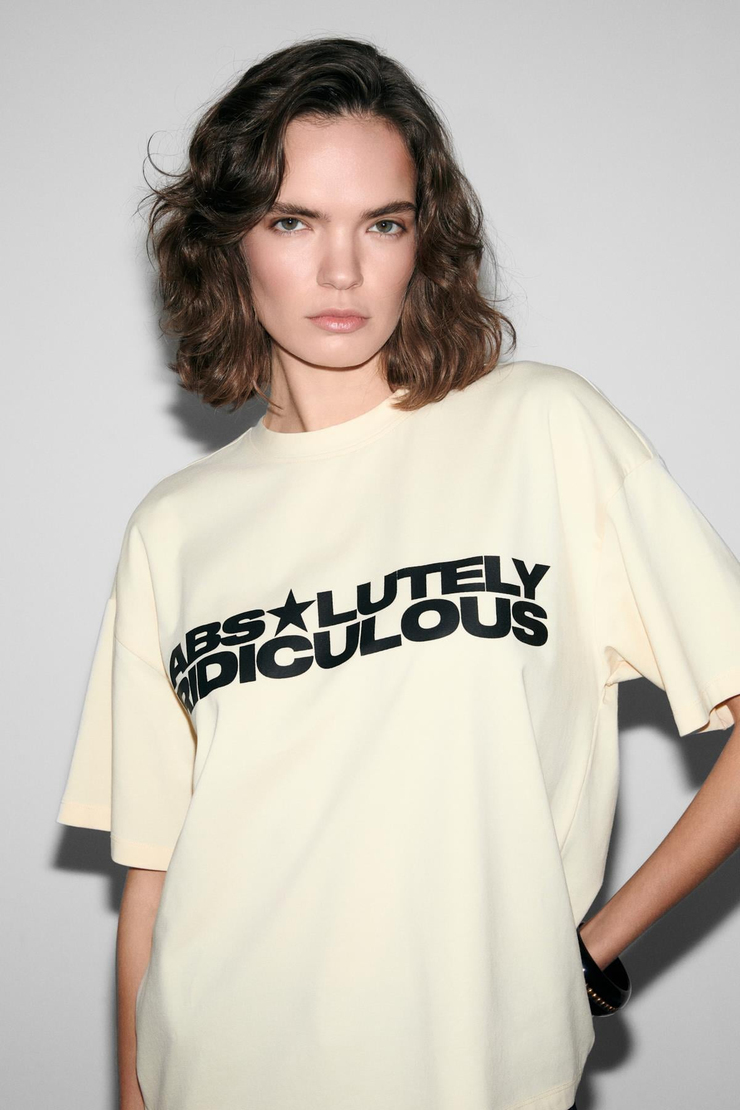TAMBEZA Kadın %100 Pamuk Yumuşak Kumaşlı Baskı Detaylı Sarı T-Shirt