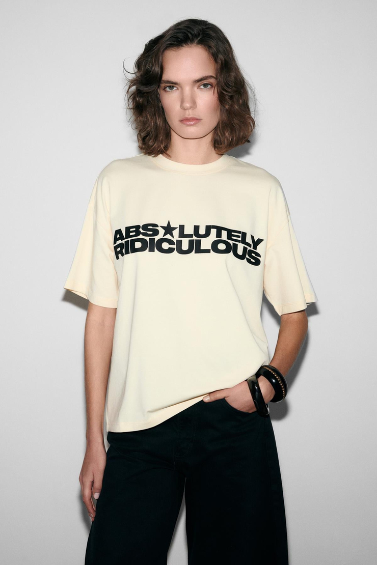 TAMBEZA Kadın %100 Pamuk Yumuşak Kumaşlı Baskı Detaylı Sarı T-Shirt