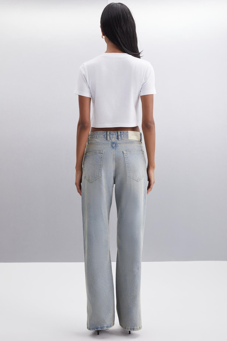 TANITH  Crop Beyaz Tekli T-Shirt