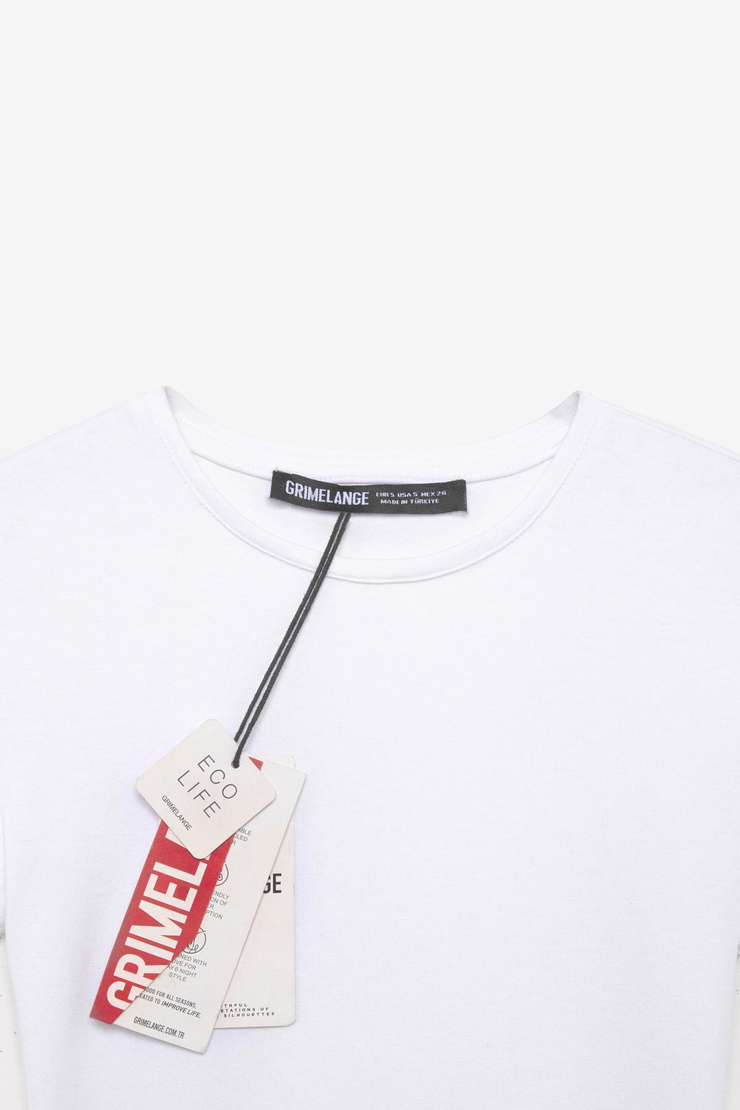 TARELIA Kadın Bisiklet Yaka Kısa Kollu Slim Beyaz T-Shirt