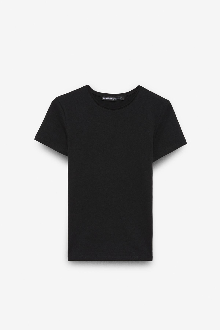 TARELIA Kadın Bisiklet Yaka Kısa Kollu Slim Siyah T-Shirt