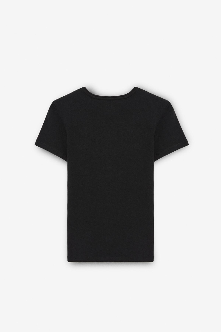 TARELIA Kadın Bisiklet Yaka Kısa Kollu Slim Siyah T-Shirt