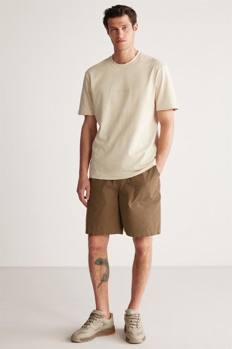 TAYLOR Örme Oversize Bej  T-Shirt