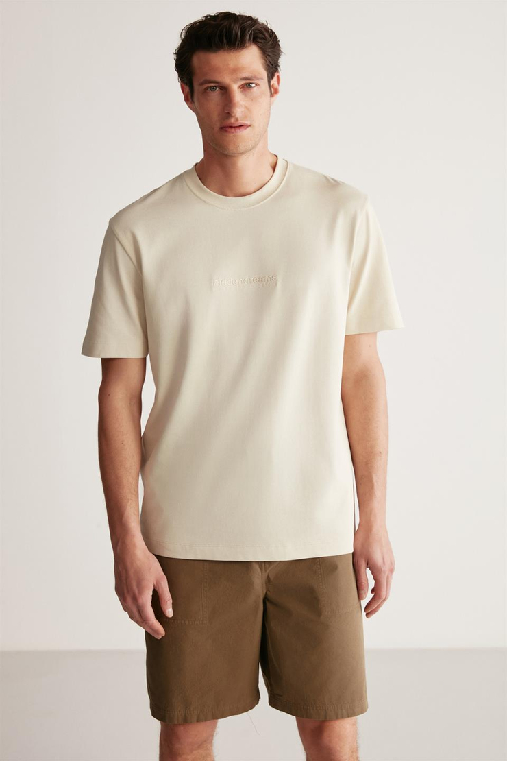 TAYLOR Örme Oversize Bej  T-Shirt