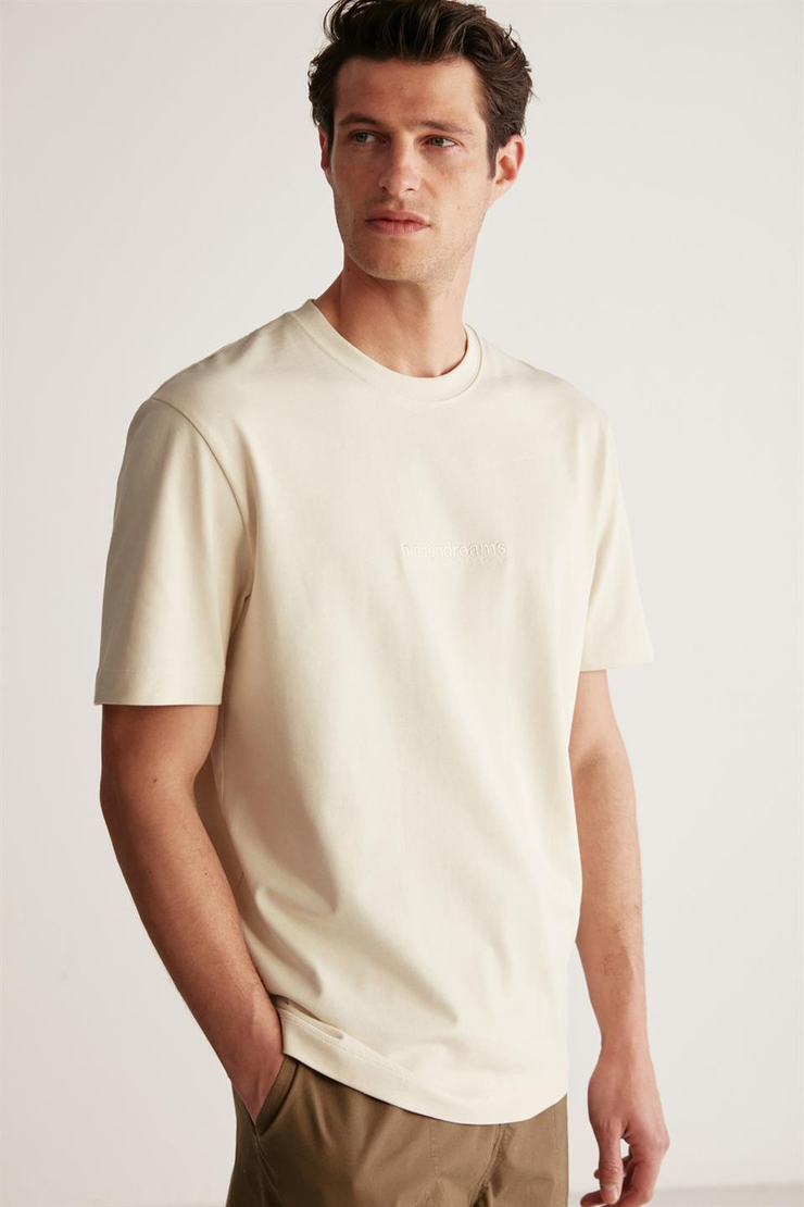 TAYLOR Örme Oversize Bej  T-Shirt