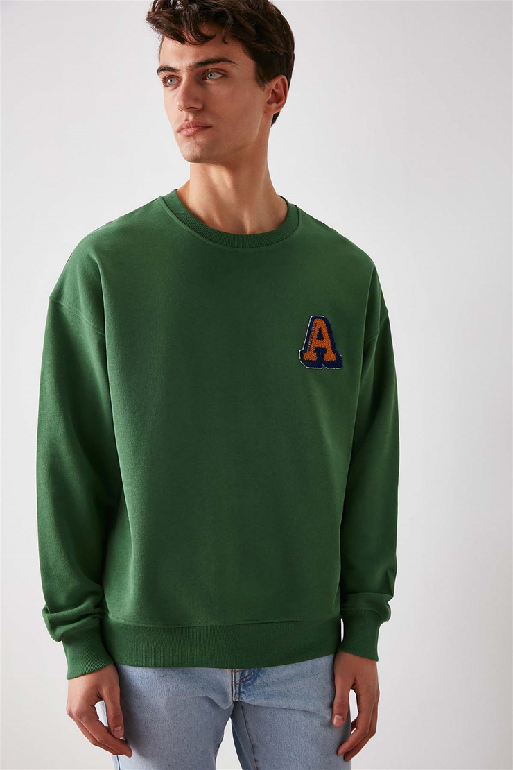 TEAM Örme Oversize Yeşil  Sweatshirt