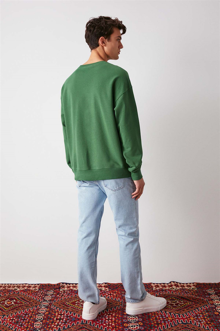 TEAM Örme Oversize Yeşil  Sweatshirt