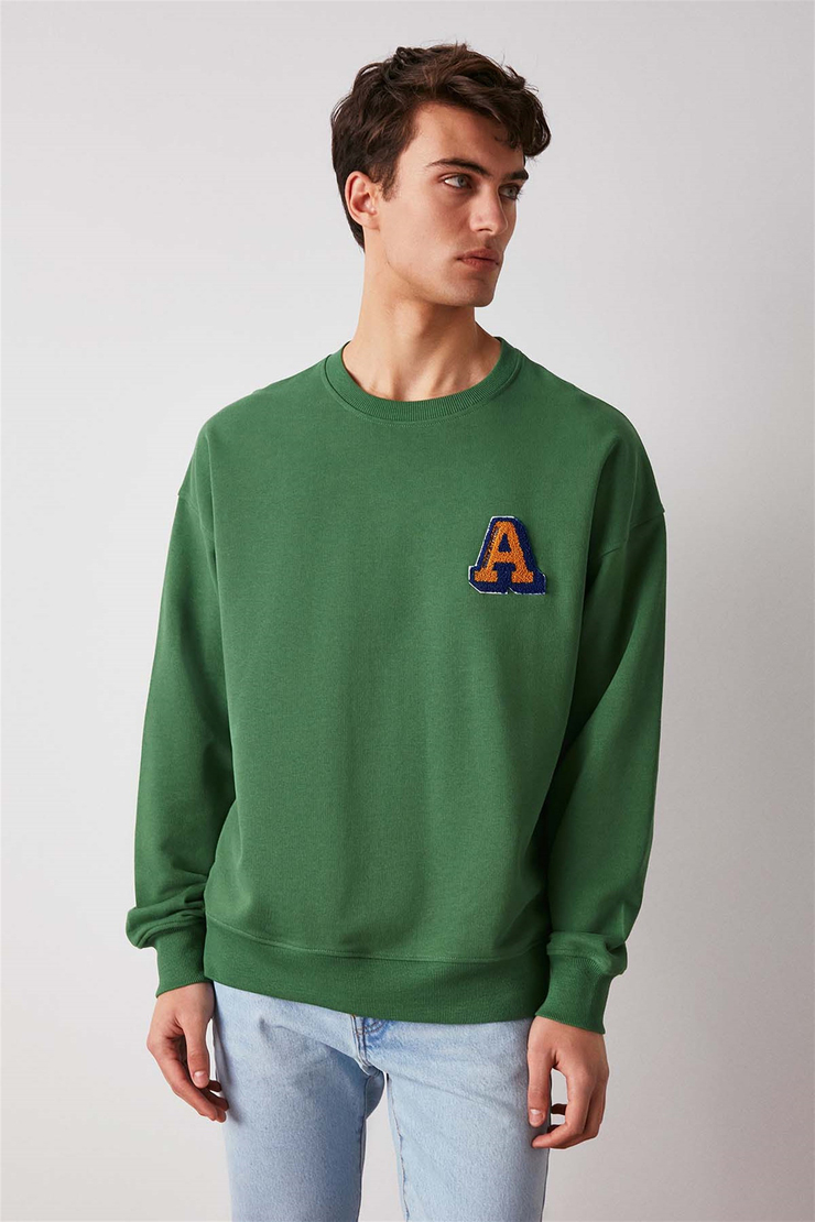 TEAM Örme Oversize Yeşil  Sweatshirt