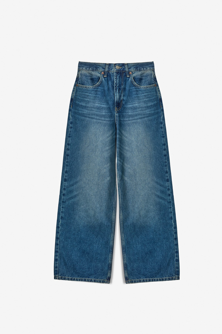 TENTA Kadın Yüksel Bel Wide Leg Jean Mavi Pantolon