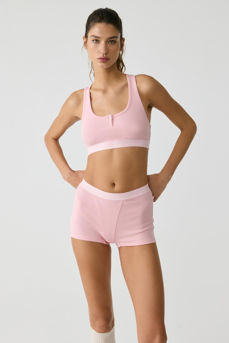 TEODORA Kadın Şeker Pembe-Ekru Boxer Şort