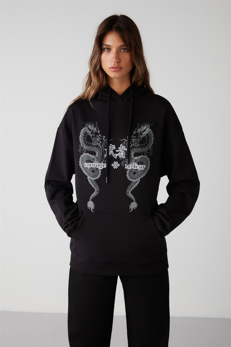 TERESIA Örme Relaxed Siyah  Sweatshirt