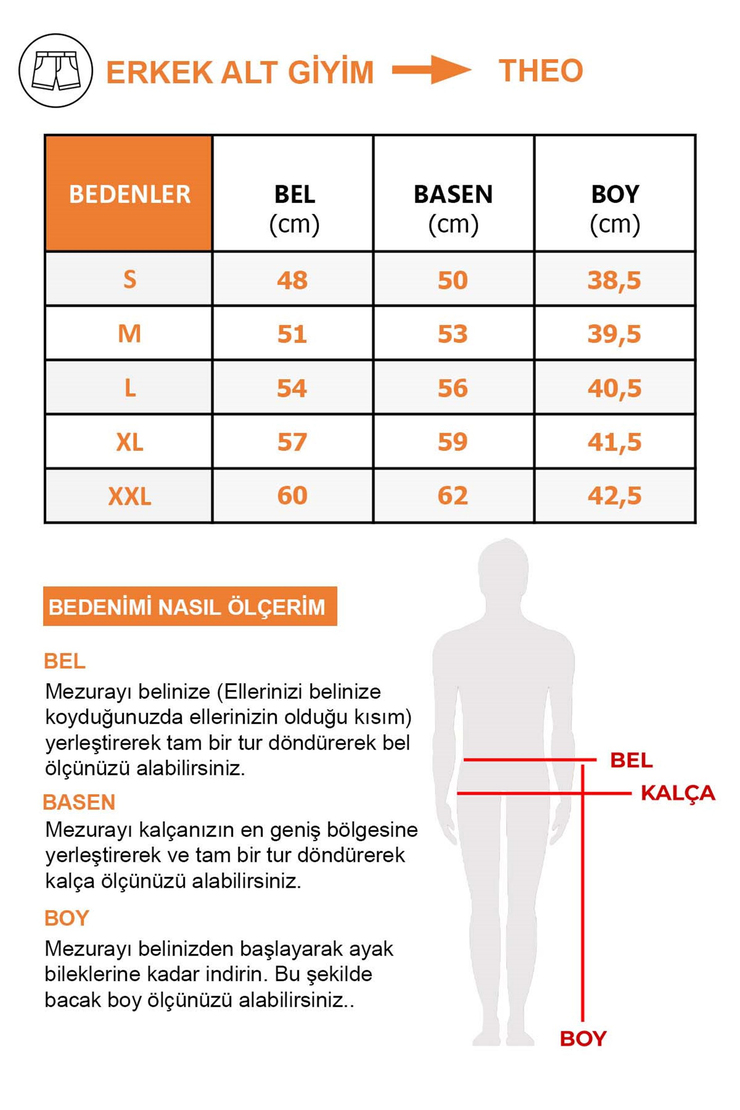 THEO Dokuma Regular Mavi  Deniz Şortu