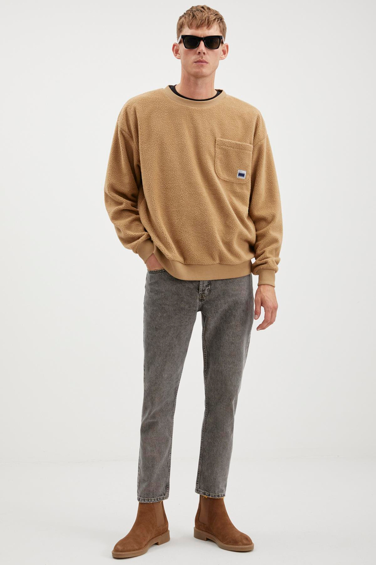 THOMPSON  Relaxed Açık Kahverengi Tekli Sweatshirt