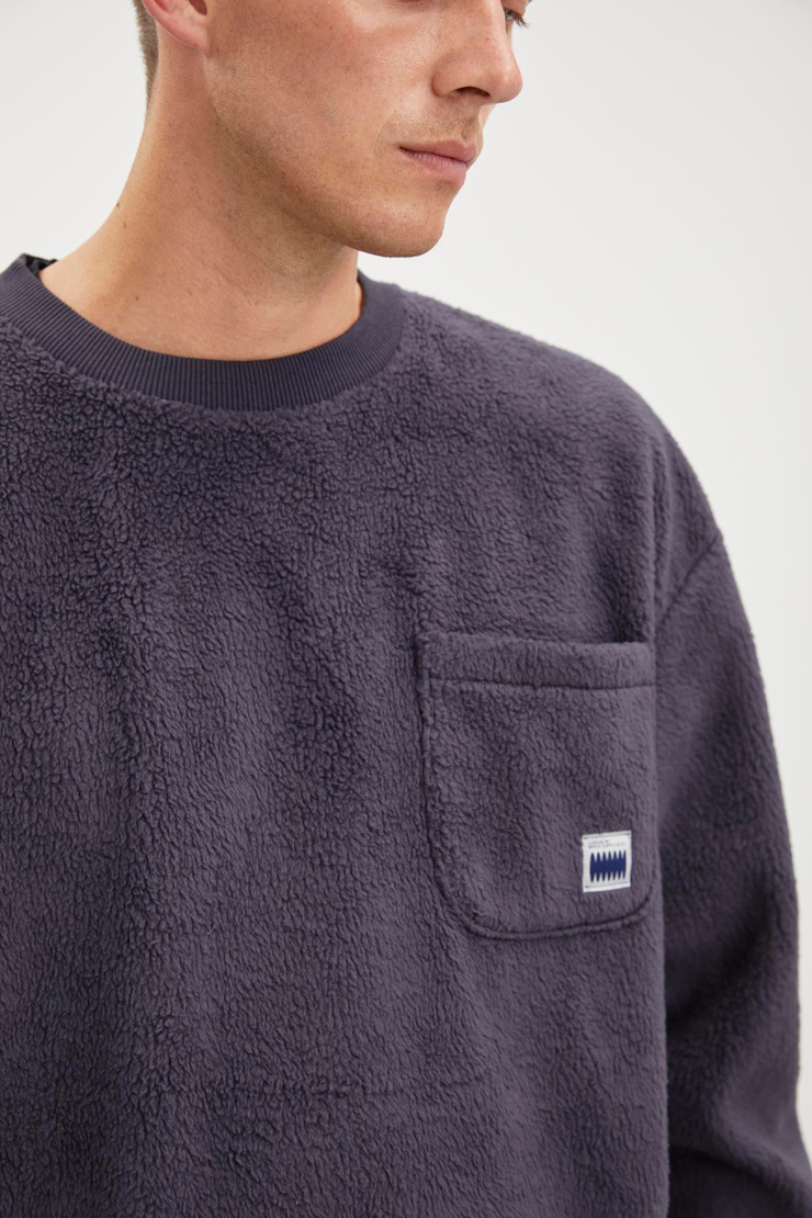 THOMPSON  Relaxed Lacivert Tekli Sweatshirt