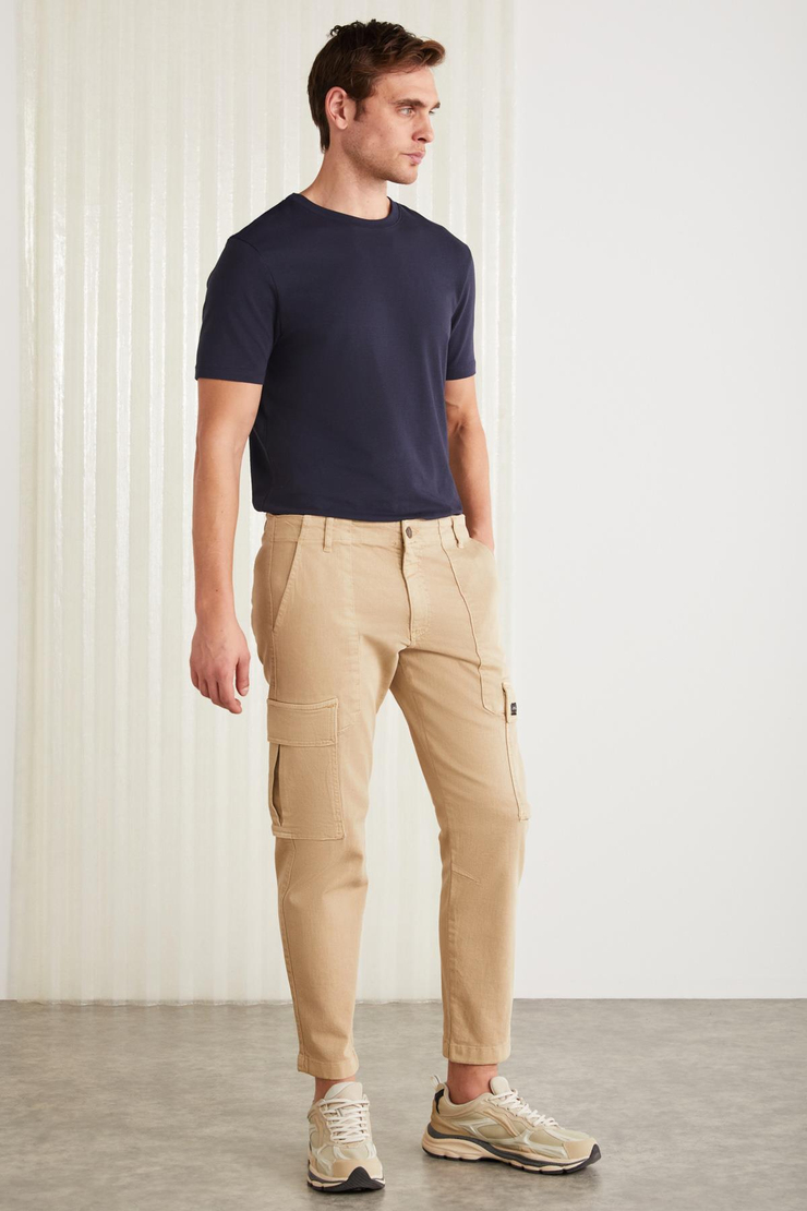 TIAGO  Slim Lacivert Tekli T-Shirt