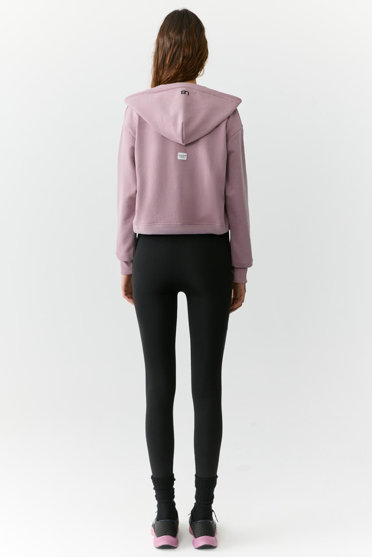 TIANNA Kadın Kapüşonlu Uzun Kollu Fermuarlı Relaxed Gül Kurusu Sweatshirt
