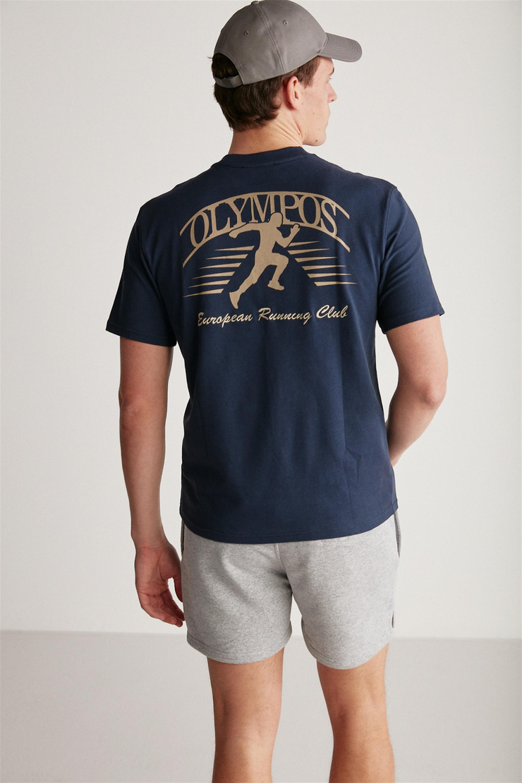 TIESTO Örme Oversize Lacivert Tekli T-Shirt