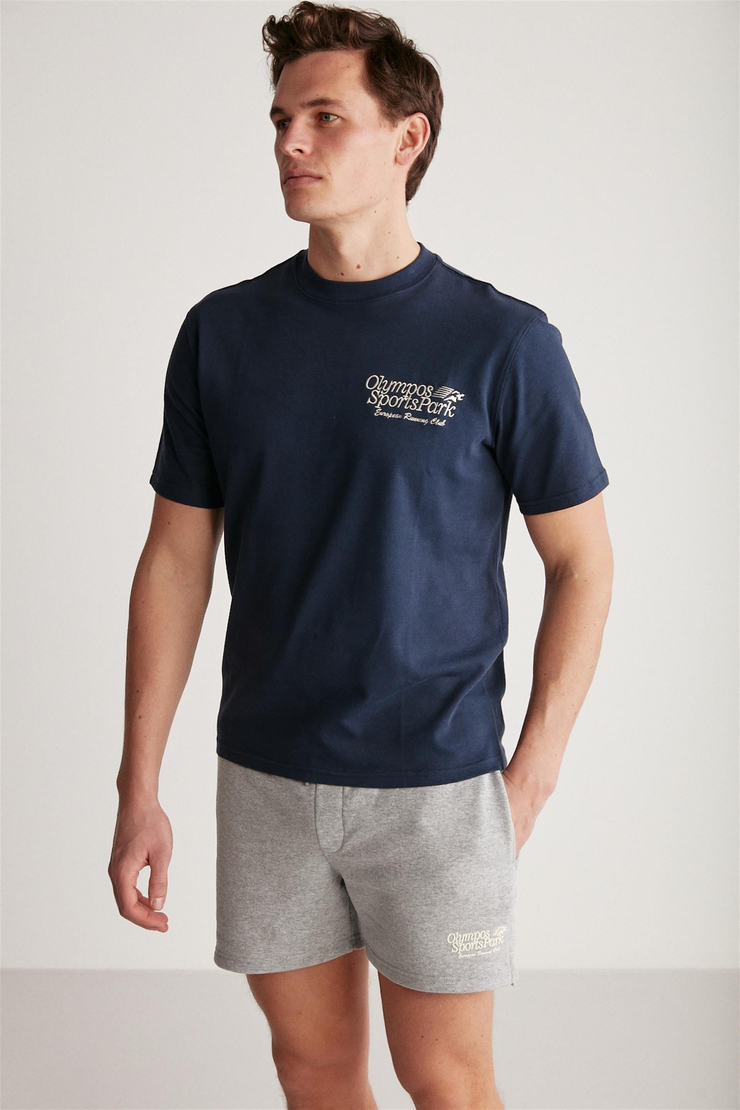 TIESTO Örme Oversize Lacivert Tekli T-Shirt