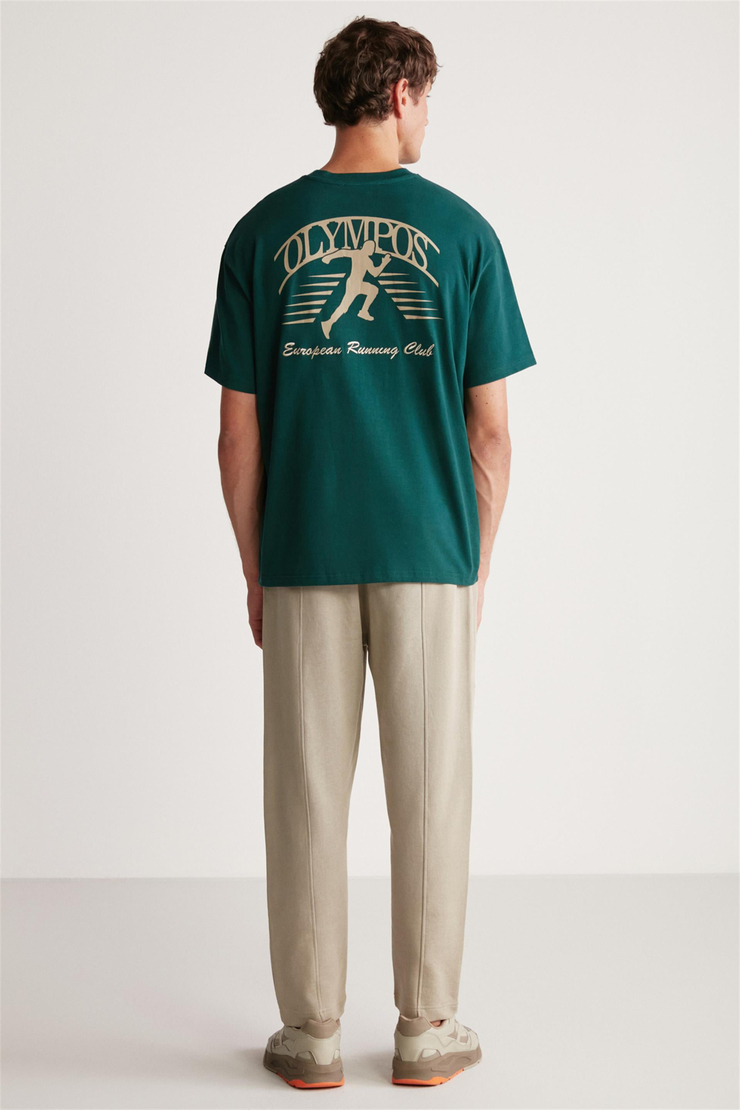 TIESTO Örme Oversize Yeşil Tekli T-Shirt
