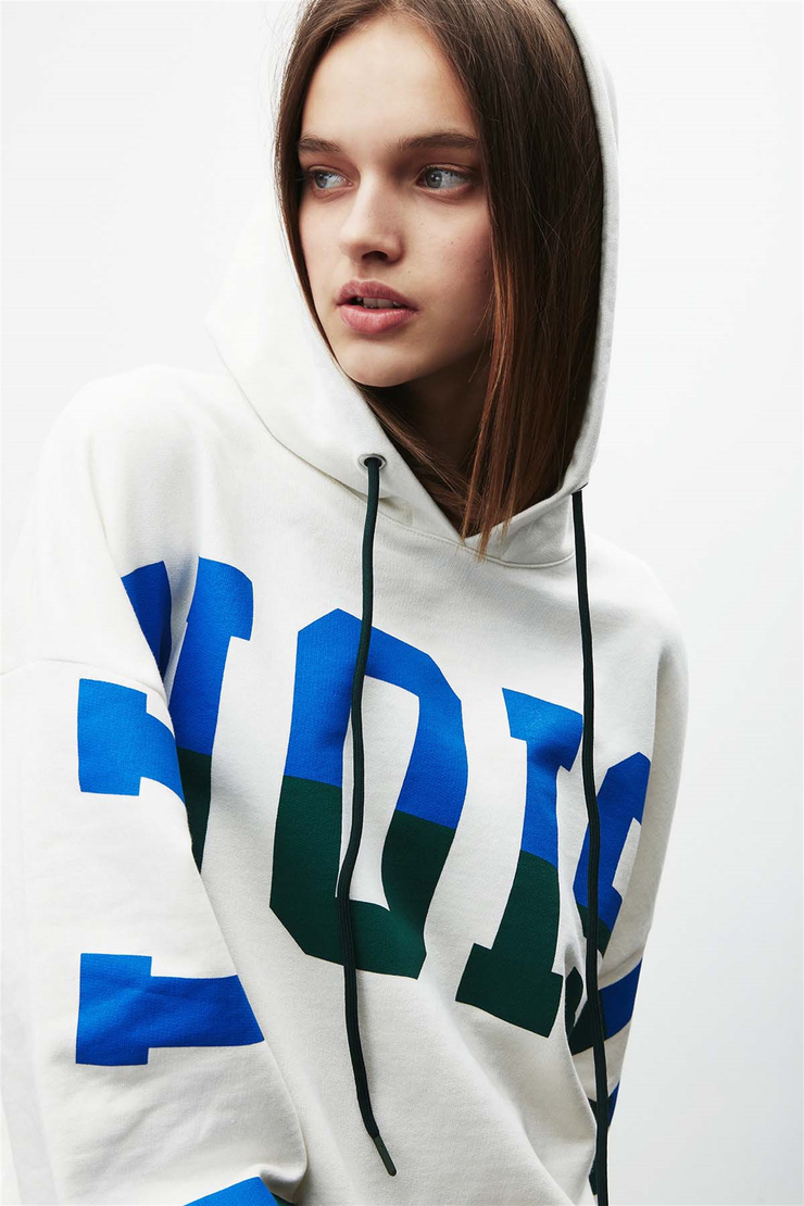 TINA Örme Oversize Beyaz  Sweatshirt