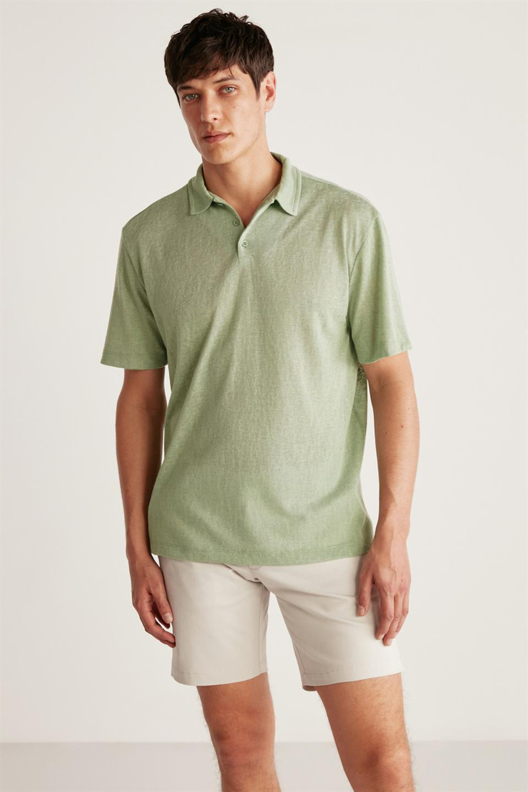 TOBY Örme Regular Yeşil Tekli Polo Yaka T-shirt