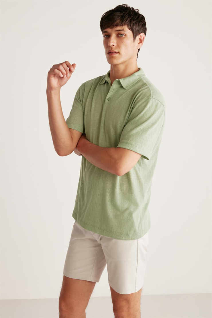 TOBY Örme Regular Yeşil Tekli Polo Yaka T-shirt