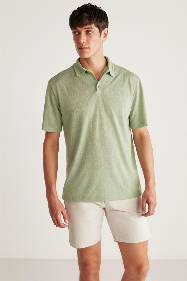 TOBY Örme Regular Yeşil Tekli Polo Yaka T-shirt