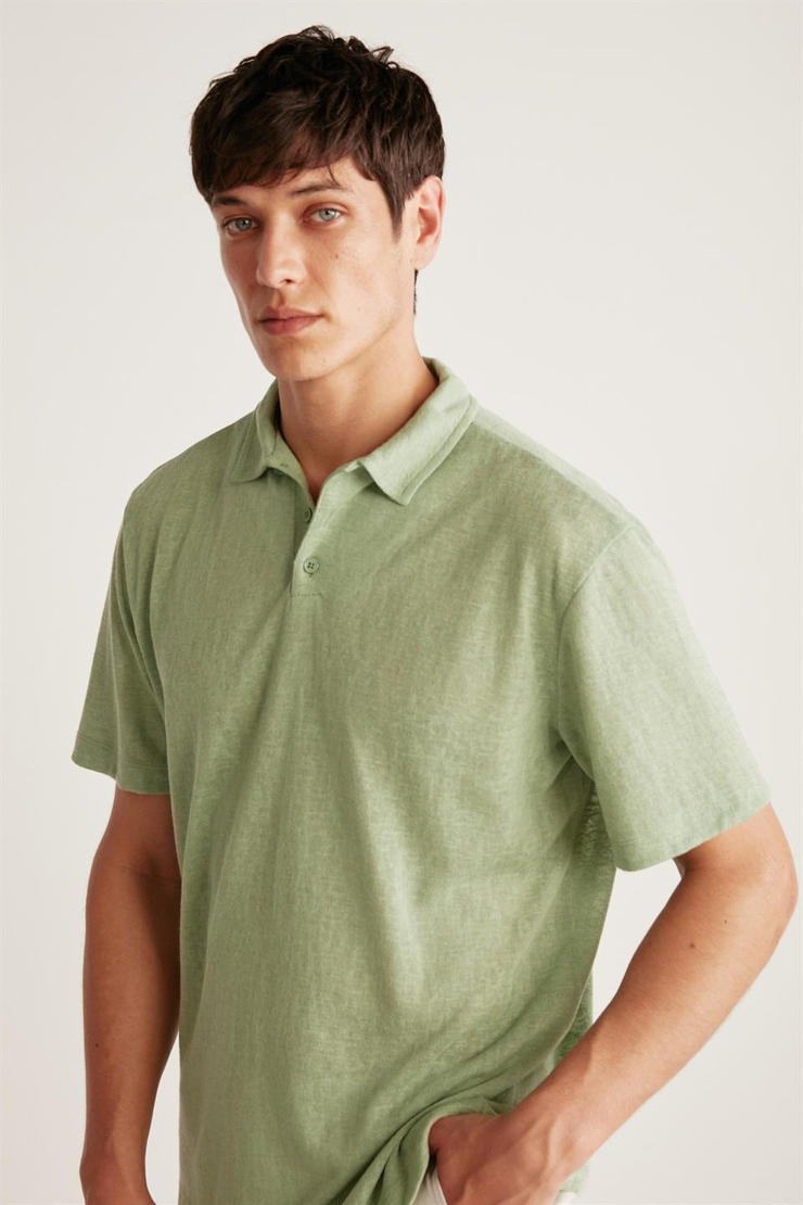 TOBY Örme Regular Yeşil Tekli Polo Yaka T-shirt