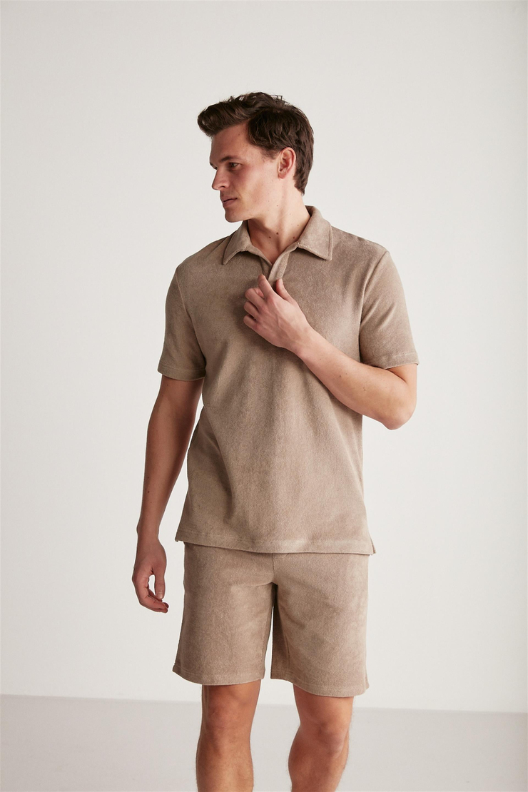 TODD Örme Regular Açık Kahverengi Karamel  Polo Yaka T-shirt