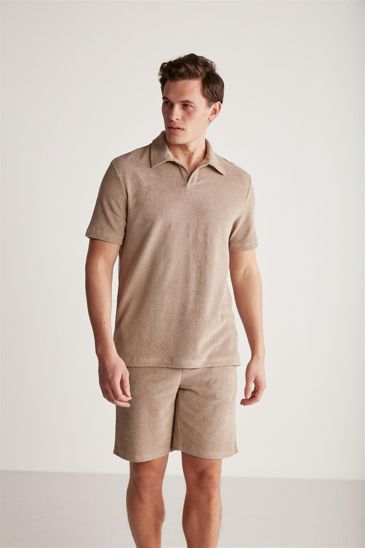 TODD Örme Regular Açık Kahverengi Karamel  Polo Yaka T-shirt