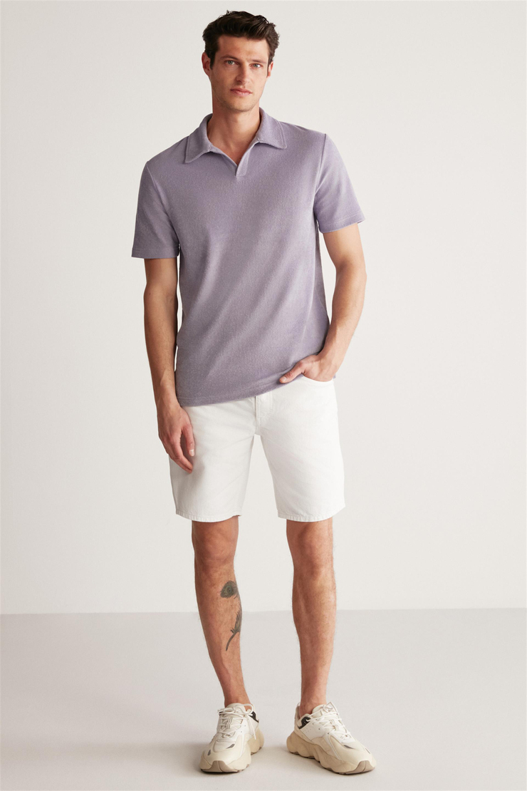 TODD Örme Regular Mor  Polo Yaka T-shirt