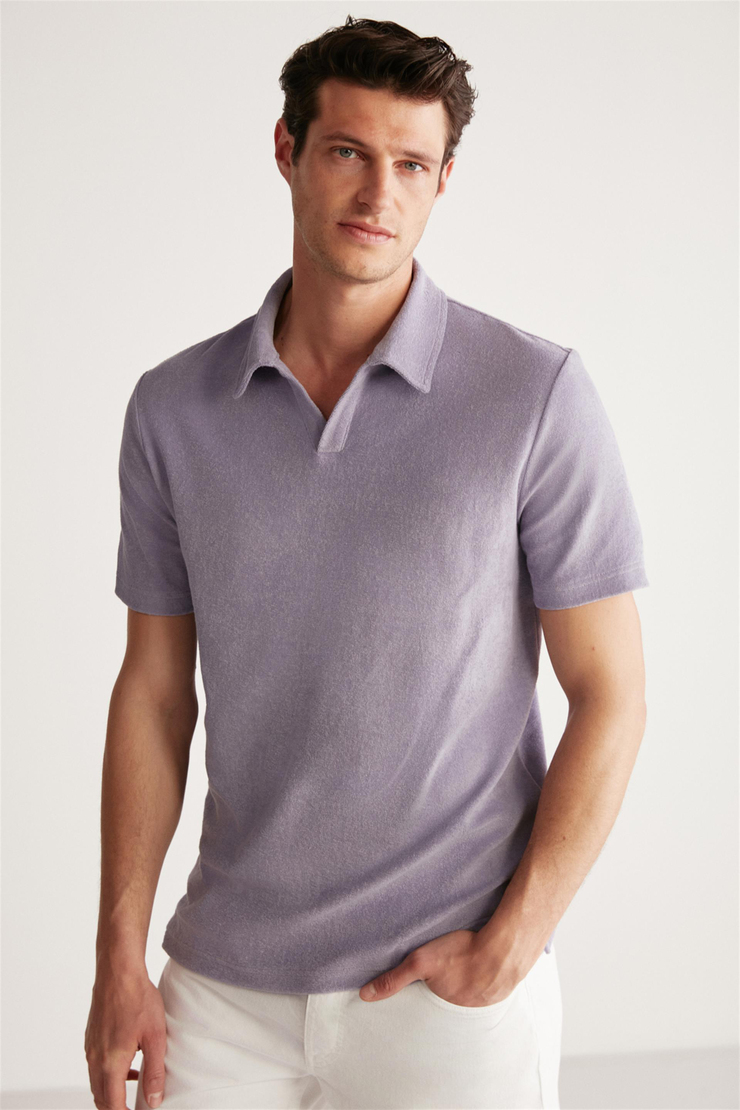 TODD Örme Regular Mor  Polo Yaka T-shirt