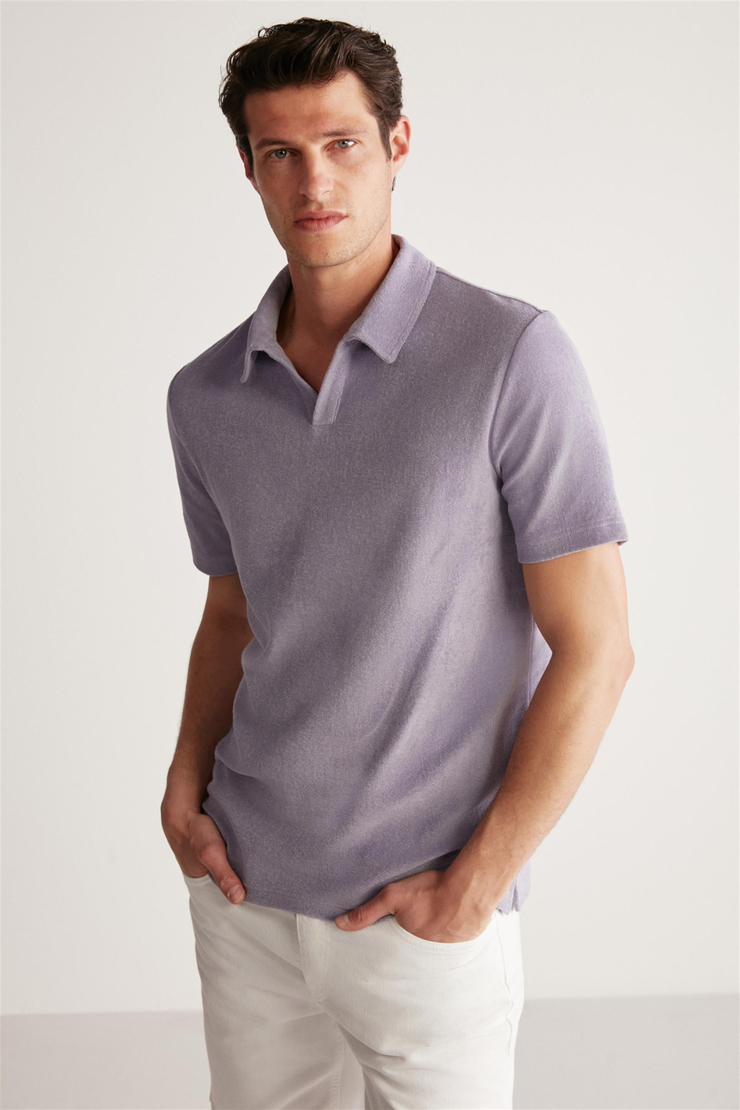 TODD Örme Regular Mor  Polo Yaka T-shirt