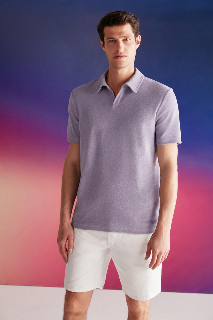 TODD Örme Regular Mor  Polo Yaka T-shirt