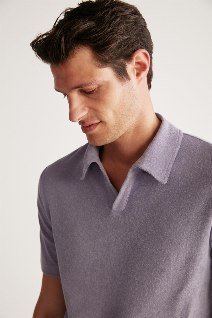 TODD Örme Regular Mor  Polo Yaka T-shirt