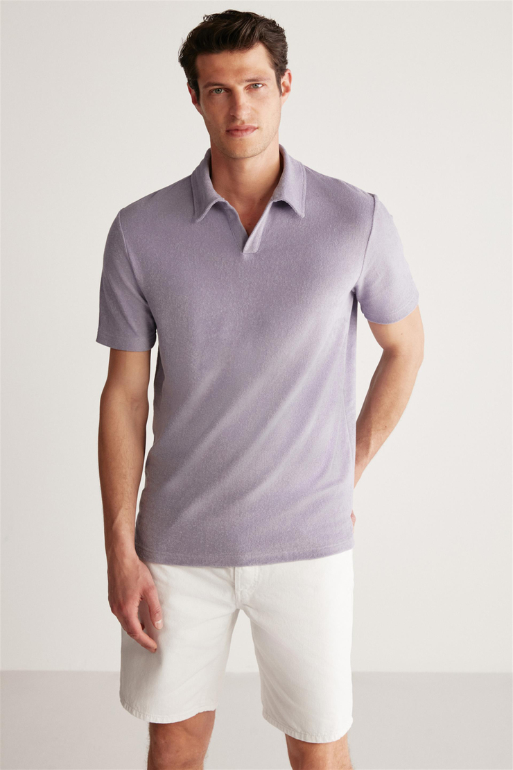 TODD Örme Regular Mor  Polo Yaka T-shirt