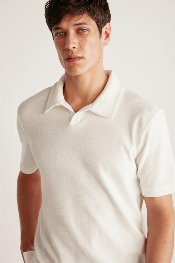 TODD Örme Relaxed Ekru  Polo Yaka T-shirt