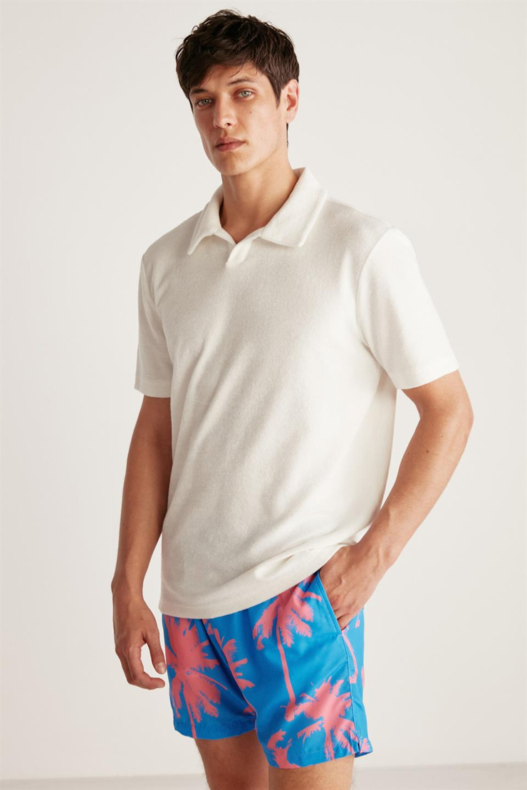 TODD Örme Relaxed Ekru  Polo Yaka T-shirt