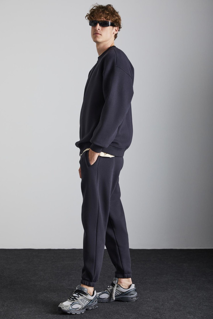 TOKYO Relaxed Oversize Antrasit Tekli Sweatshirt