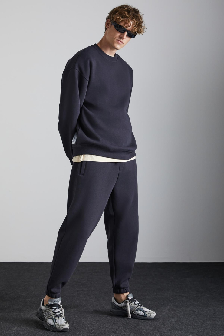 TOKYO Relaxed Oversize Antrasit Tekli Sweatshirt