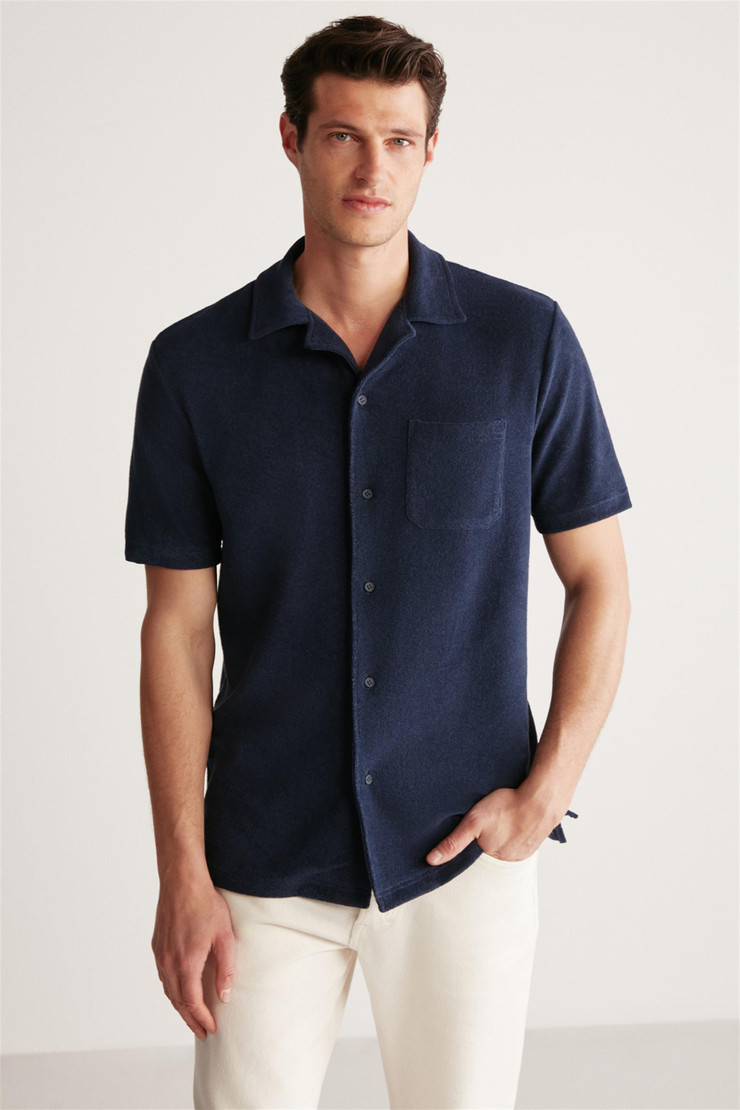 TOMAS Örme Regular Lacivert  Gömlek