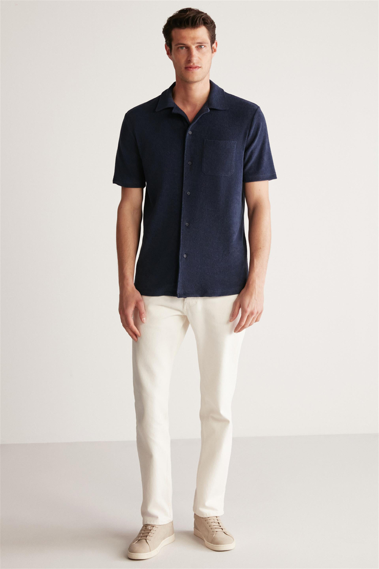 TOMAS Örme Regular Lacivert  Gömlek