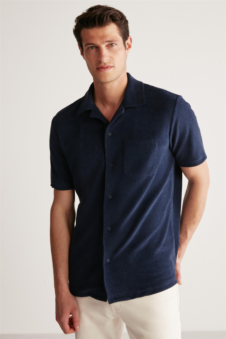 TOMAS Örme Regular Lacivert  Gömlek