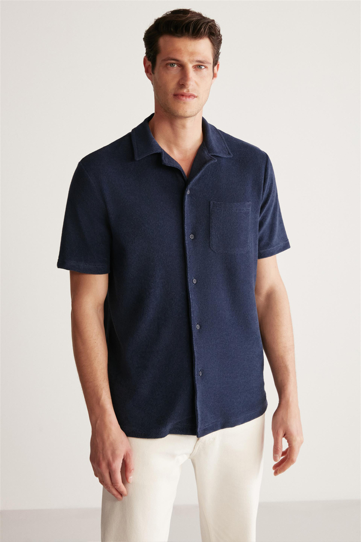 TOMAS Örme Regular Lacivert  Gömlek