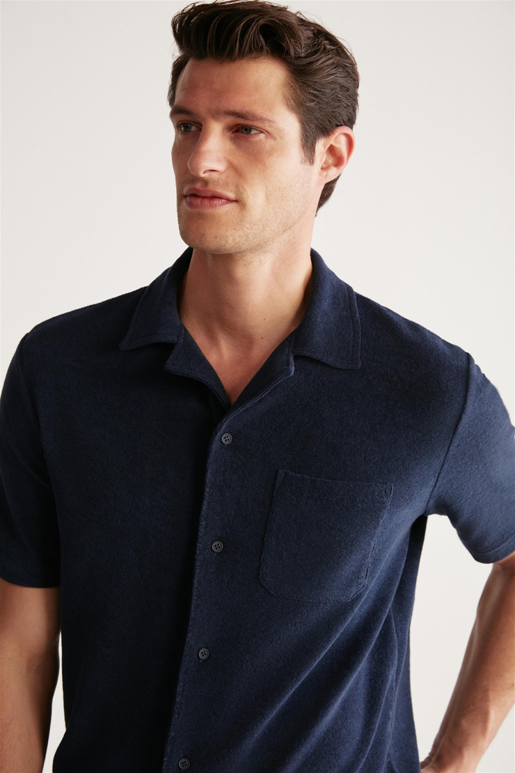 TOMAS Örme Regular Lacivert  Gömlek