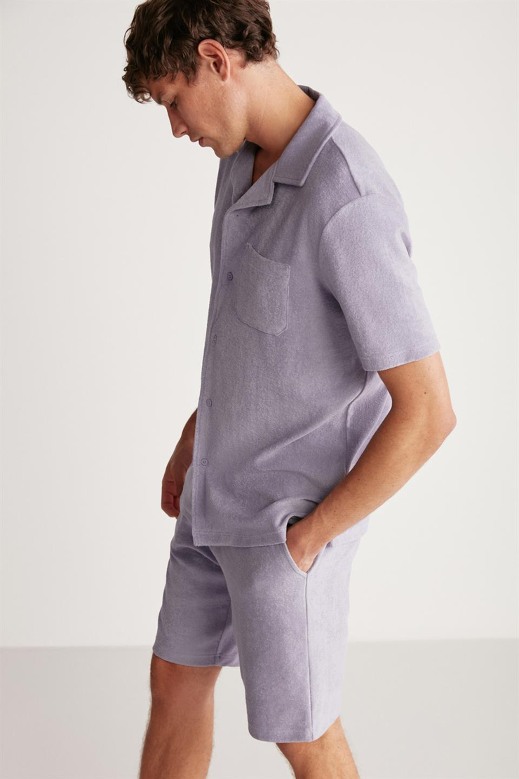 TOMAS Örme Relaxed Mor  Gömlek